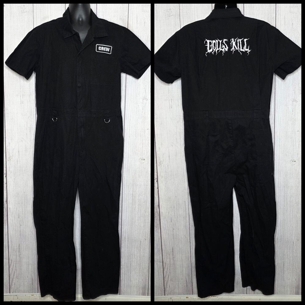 Dolls Kill Merch Crew Oversized Unisex Black Boiler Jumpsuit - XL